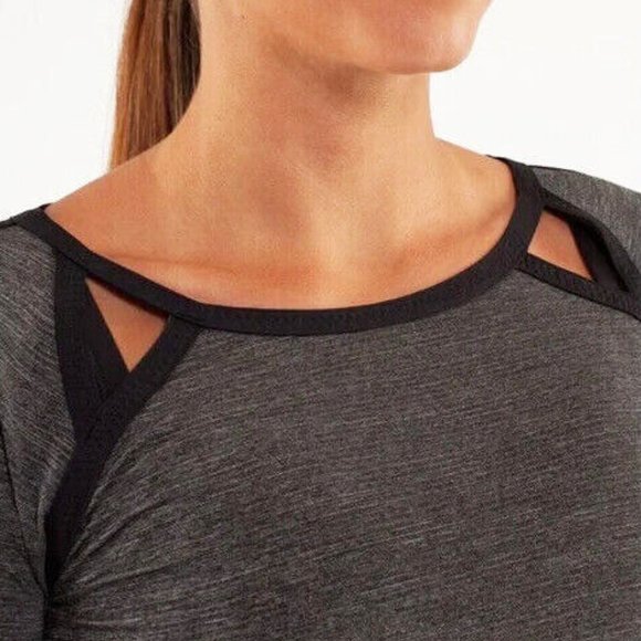 Lululemon Grey Long Sleeve Top w/Black Detail, FUN Cutouts & Reflective Trim - Picture 5 of 14